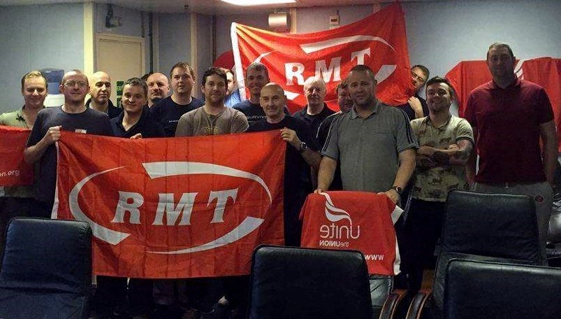 Striking oil rig workers (Photo: RMT/twitter)