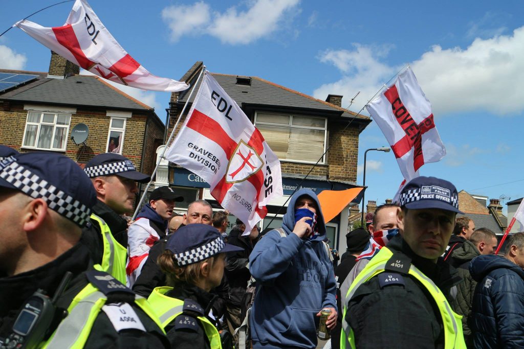 EDL members march in Walthamstow in 2015 (Photo: Steve Eason)